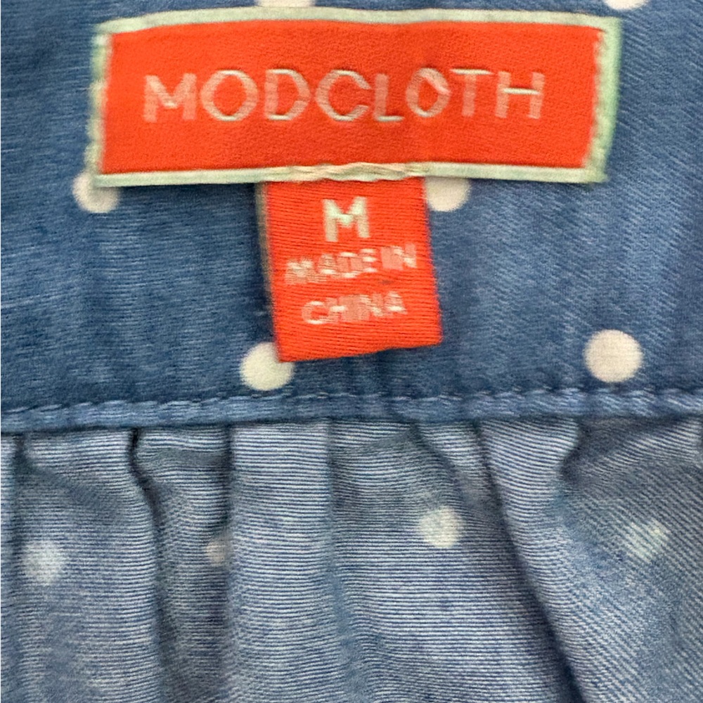 ModCloth Blue & White Polka Dot Skirt with Pockets – Size M - Picture 7 of 7